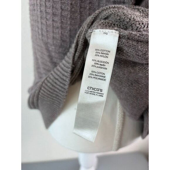 Chico's women's 2 large light brown textured lightweight cowl‎ neck sweater top - Picture 6 of 7